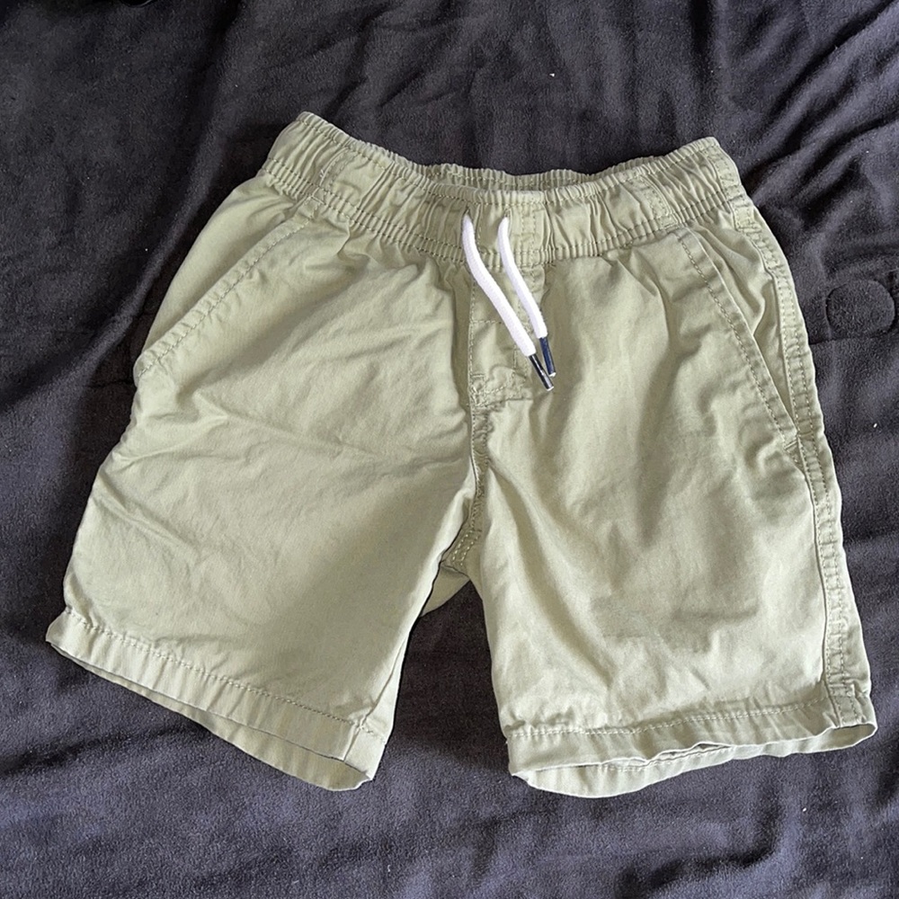 Cat & Jack Kid Boy Olive Green Drawstring Woven Pull Up Waistband Shorts